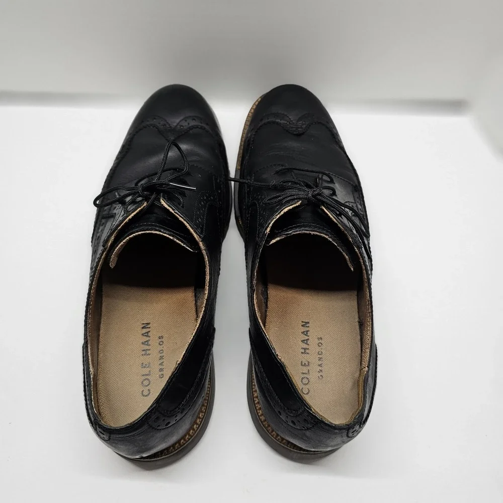 COLE HAAN Grand OS Mens‎ Size 9 M Black Leather Wingtip Oxford Dress Shoes